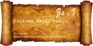 Zsolnay Valéria névjegykártya